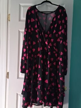 Lane Bryant Black Dress with Pink Print